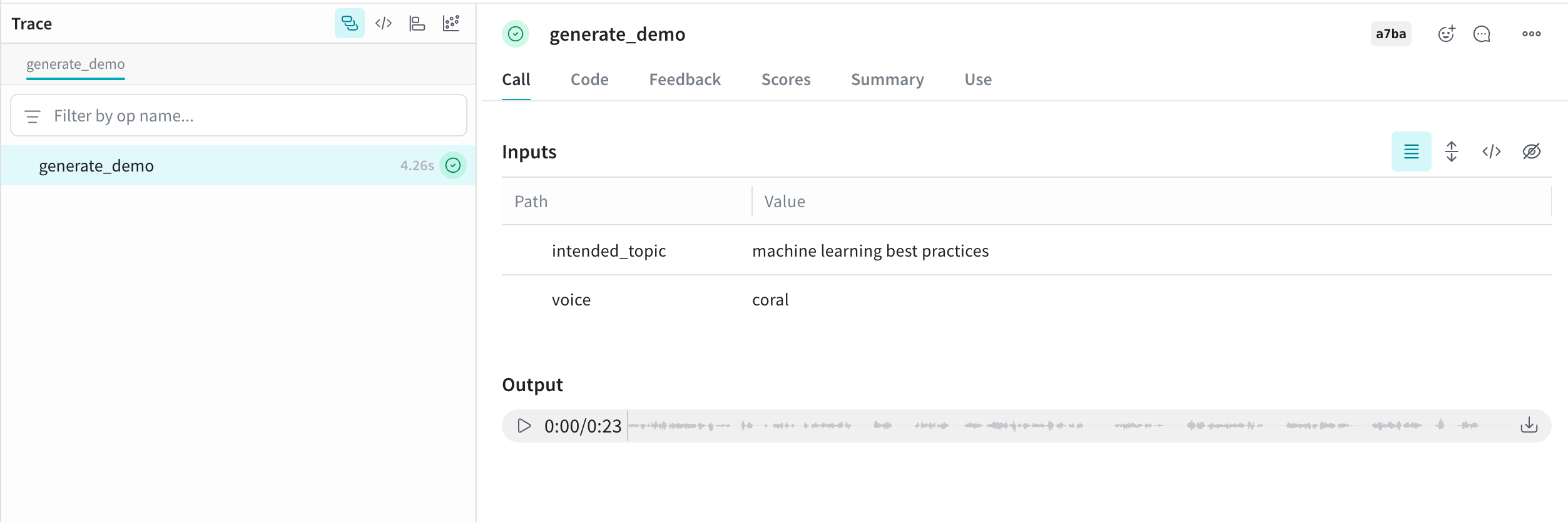 Audio logging in Weave